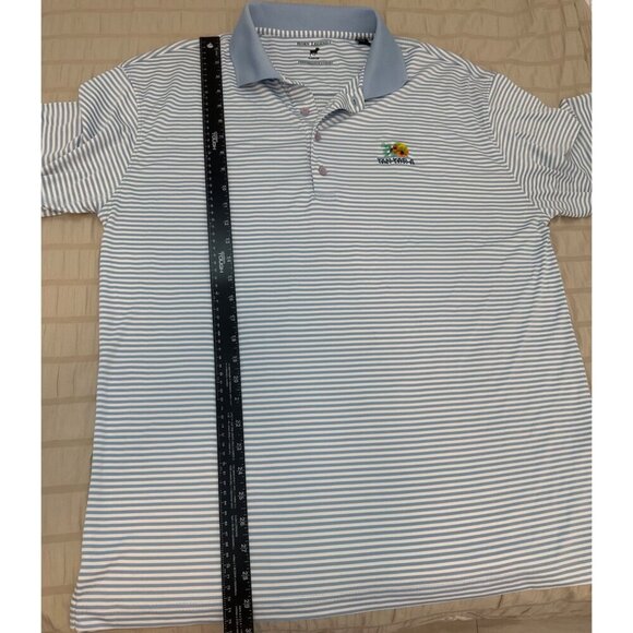 Horn Legend Mens Striped Polo Shirt Blue White Short Sleeve Golf Shirt, Large - Picture 9 of 11